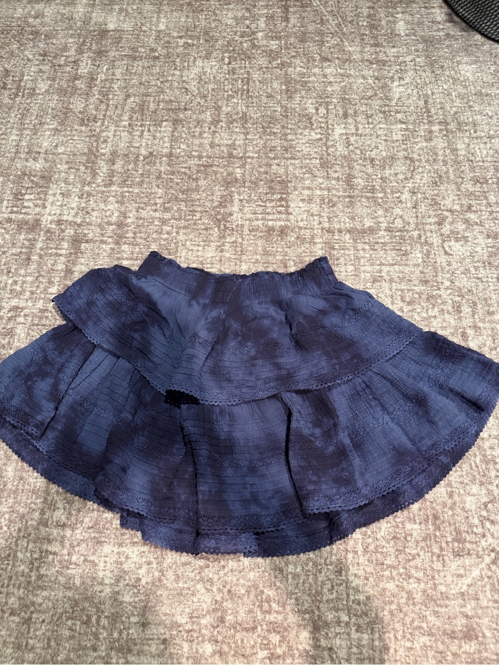 Women's Navy tie dyed Tiered Ruffle Skirt